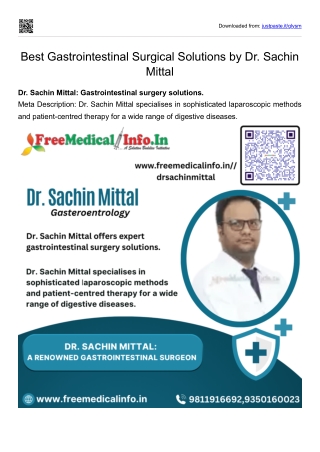 Best Gastrointestinal Surgical Solutions by Dr. Sachin Mittal