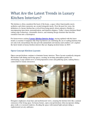 What Are the Latest Trends in Luxury Kitchen Interiors