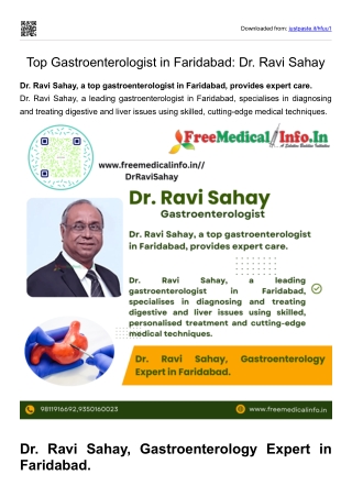 Top Gastroenterologist in Faridabad Dr. Ravi Sahay