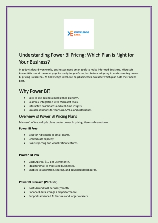 Understanding Power BI Pricing: Which Plan is Right for Your Business?