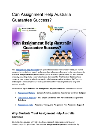 Can Assignment Help Australia Guarantee Success