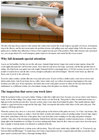 Seasonal Gutter Maintenance: Fall Focus Areas