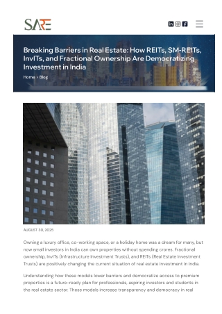 Democratizing Real Estate Investment in India: REITs, InvITs & Fractional Owners
