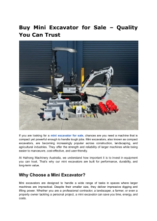 mini excavator for sale