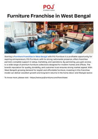 Furniture Franchise in West Bengal