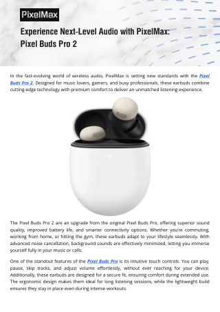 Pixel Buds Pro 2 – Premium Audio Accessories at PixelMax