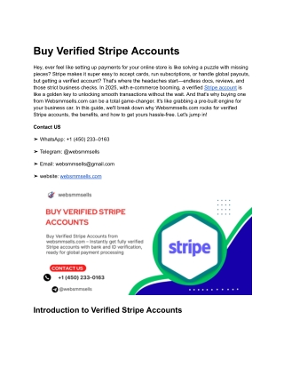 Buy Best Verified Stripe Accounts In 2025
