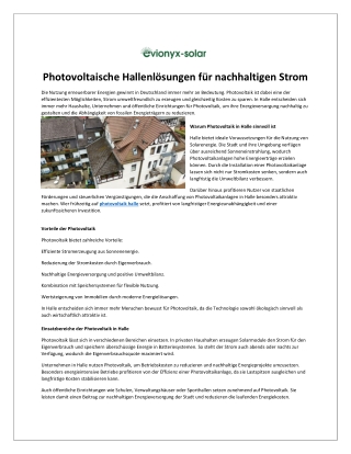 Photovoltaische Hallenlösungen für nachhaltigen Strom