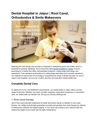 Dental Hospital in Jaipur | Root Canal, Orthodontics & Smile Makeovers