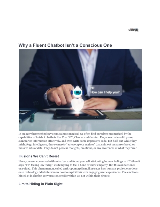 Why a Fluent Chatbot Isn’t a Conscious One