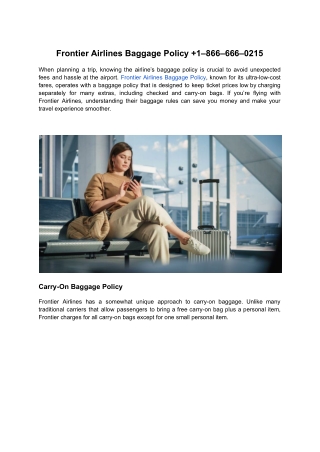 Frontier Airlines Baggage Policy  1–866–666–0215