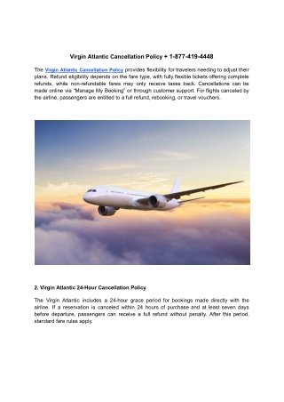 Virgin Atlantic Cancellation Policy   1-877-419-4448