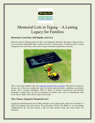 Memorial Lots in Taguig – A Lasting Legacy for Families (1)
