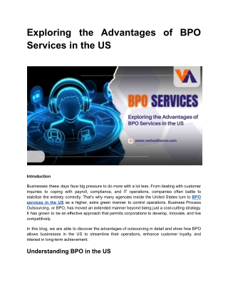 BPO Services in the US | Varbs Alliance Business Solutions