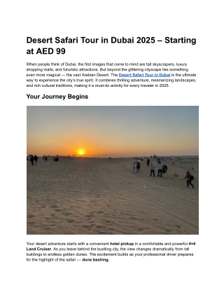 Desert Safari Tour in Dubai 2025 – Starting at AED 99