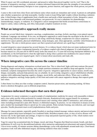 Supportive Cancer Care: An Integrative Oncology Framework