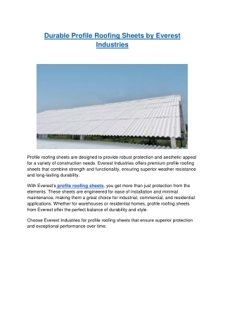 Durable Profile Roofing Sheets by Everest Industries