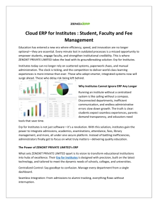 Cloud ERP for Institutes