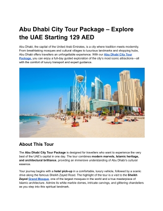 Abu Dhabi City Tour Package – Explore the UAE Starting 129 AED
