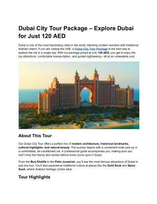 Dubai City Tour Package – Explore Dubai for Just 120 AED