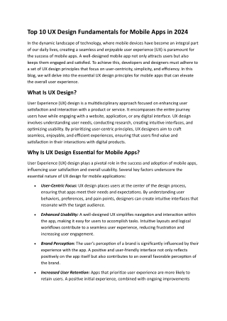 Top 10 UX Design Fundamentals for Mobile Apps in 2024 - Excellis IT