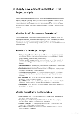 Shopify Development Consultation - Free Project Analysis