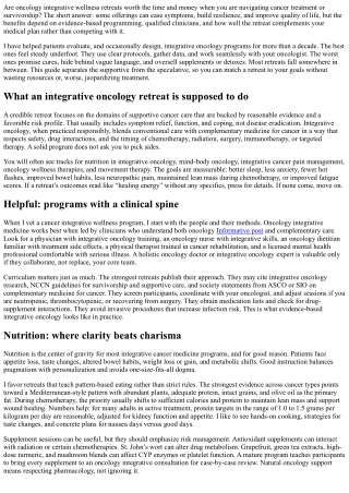 Oncology Integrative Wellness Retreats: What’s Helpful, What’s Hype