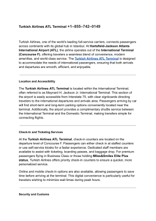 Turkish Airlines ATL Terminal  1–855–742–0149