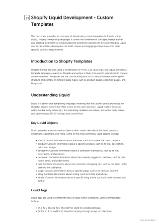 Shopify Liquid Development - Custom Templates