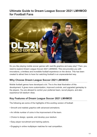 Ultimate Guide to Dream League Soccer 2021 LMHMOD for Football Fans