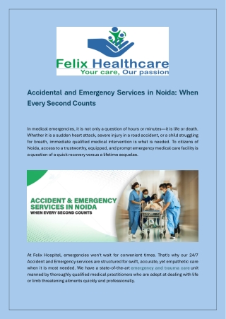 Accidental and Emergency Services in Noida