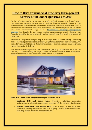 How to Hire Commercial Property Management Services 10 Smart Questions to Ask