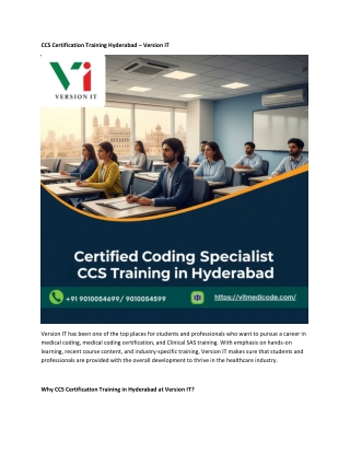 CCS Certification Training Hyderabad – Version IT