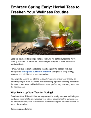 Embrace Spring Early Herbal Teas to Freshen Your Wellness Routine