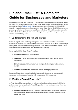 Finland Email List: A Complete Guide for Businesses and Marketers