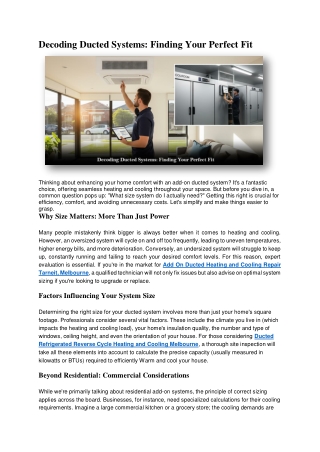 Decoding Ducted Systems Finding Your Perfect Fit