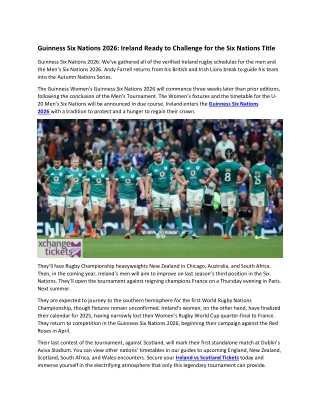Guinness Six Nations 2026 Ireland Ready to Challenge for the Six Nations Title