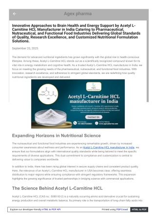 Inspiring Nutrition by Acetyl L-Carnitine HCL manufacturer in India