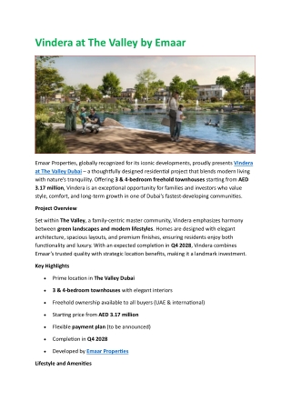 Vindera at The Valley by Emaar