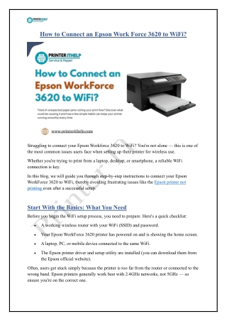 How to Connect an Epson Work Force 3620 to WiFi