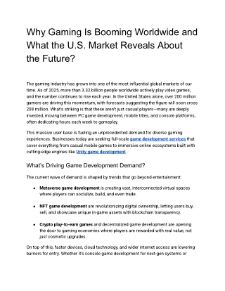 Why Gaming Is Booming Worldwide and What the U.S. Market Reveals About the Future_