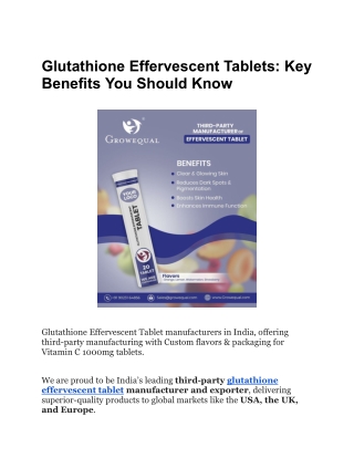 Glutathione Effervescent Tablets_ Key Benefits You Should Know