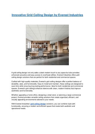 Innovative Grid Ceiling Design by Everest Industries