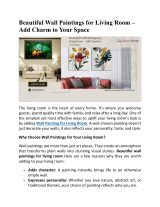 Beautiful Wall Paintings for Living Room – Add Charm to Your Space