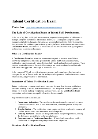 Talend Certification Exam