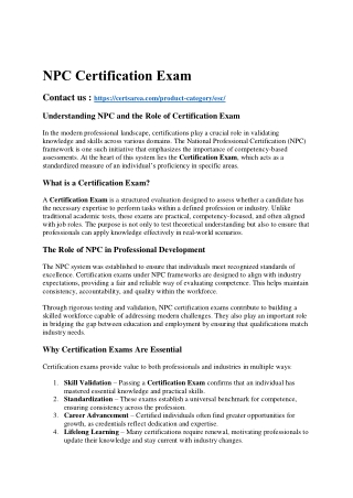 NPC Certification Exam
