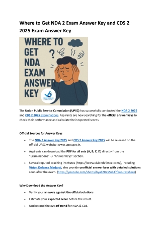 Where to Get NDA 2 Exam Answer Key and CDS 2 2025 Exam Answer Key