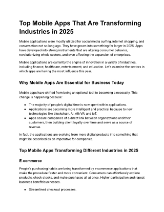 Top Mobile Apps That Are Transforming Industries in 2025