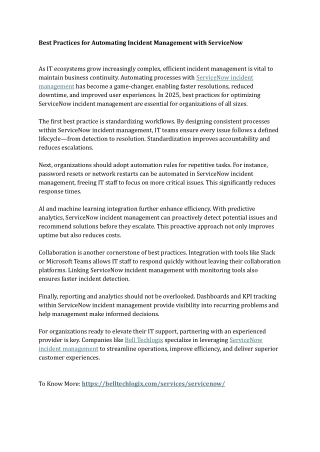 Best Practices for Automating Incident Management with ServiceNow