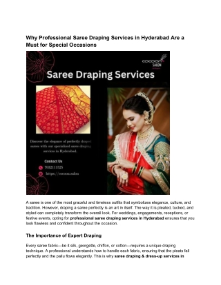 Why Professional Saree Draping Services in Hyderabad Are a Must for Special Occasions